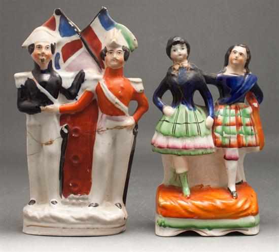 Appraisal: Staffordshire earthenware figural group of two girls and a Staffordshire