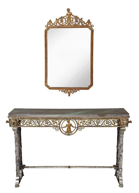 Appraisal: Rare Oscar Bach Art Deco Pier Table and Mirror circa