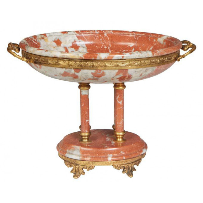 Appraisal: French Gilt Bronze and Highly Figured Rouge Marble Center Bowl