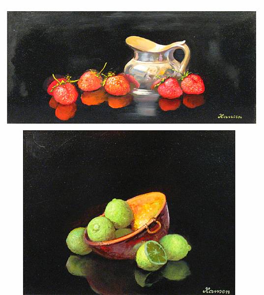 Appraisal: Hansen th century A Still Life with Strawberries and a