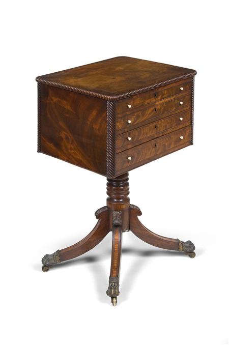 Appraisal: A Regency mahogany and crossbanded combined work writing table circa