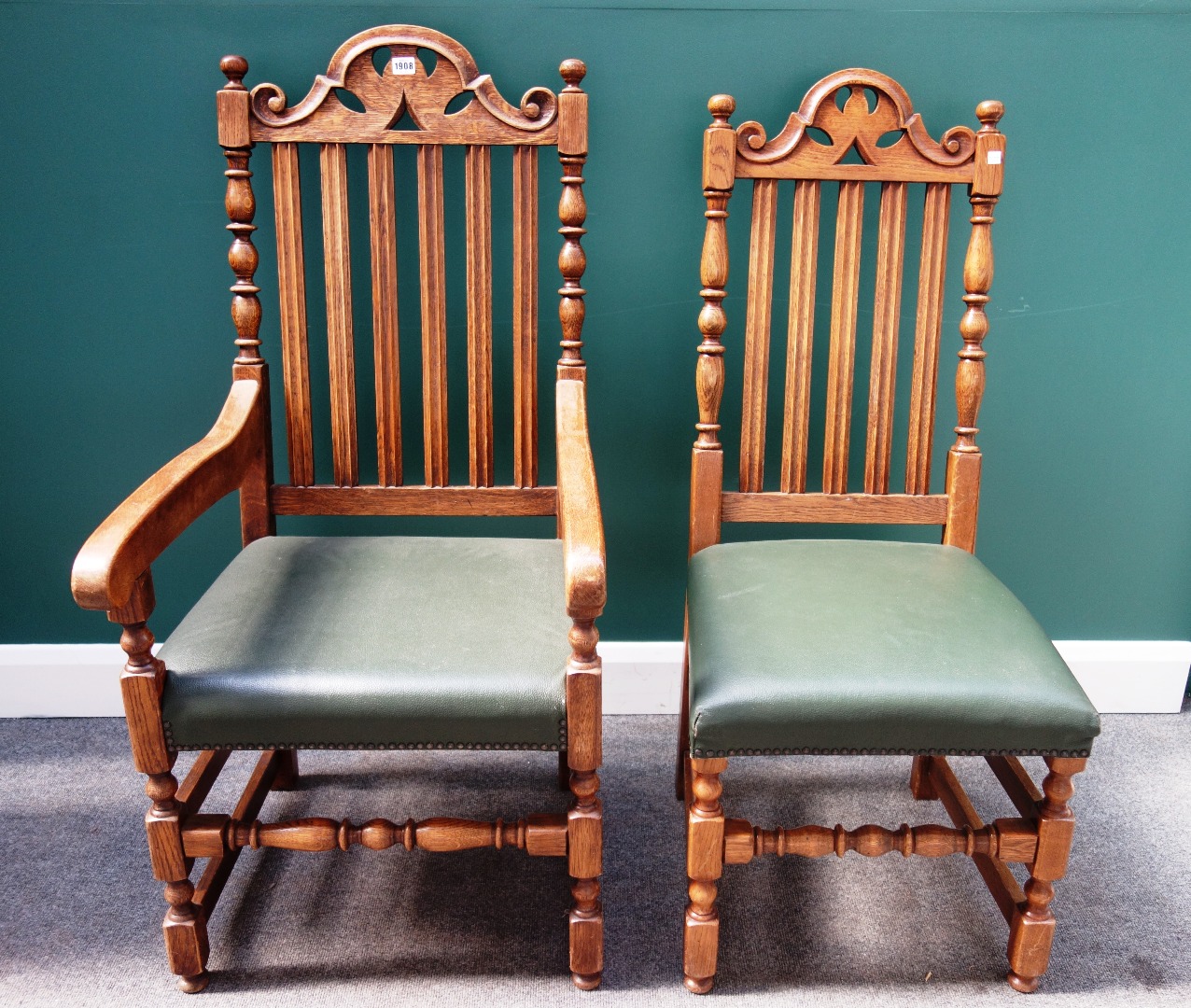 Appraisal: Brights of Nettlebed a set of eight oak framed dining