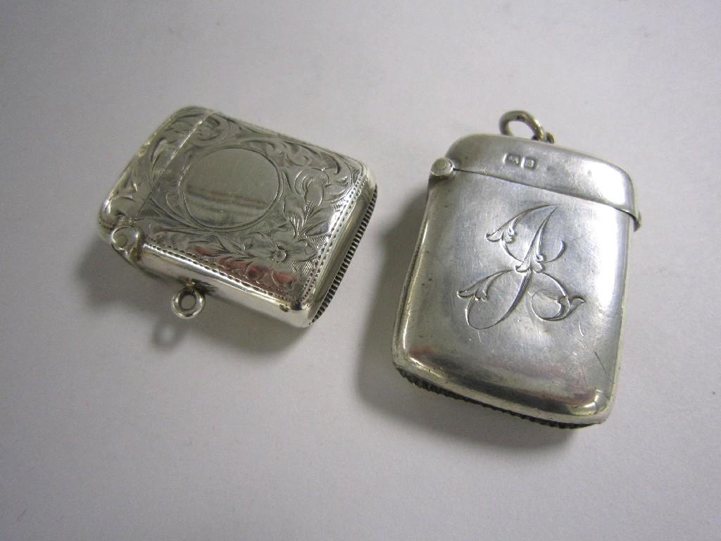 Appraisal: An Edward VII Vesta Case engraved initial J Chester and