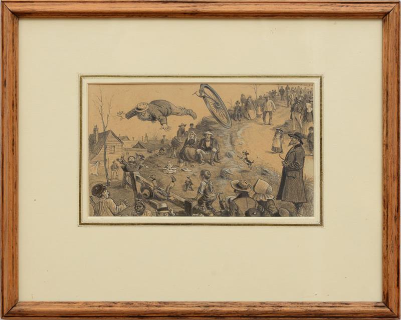 Appraisal: ATTRIBUTED TO WILLIAM RALSTON - A MONOCYCLE ACCIDENT Pencil with