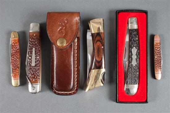 Appraisal: Five folding pocket knives including Remington Browning Winchester and Camillus