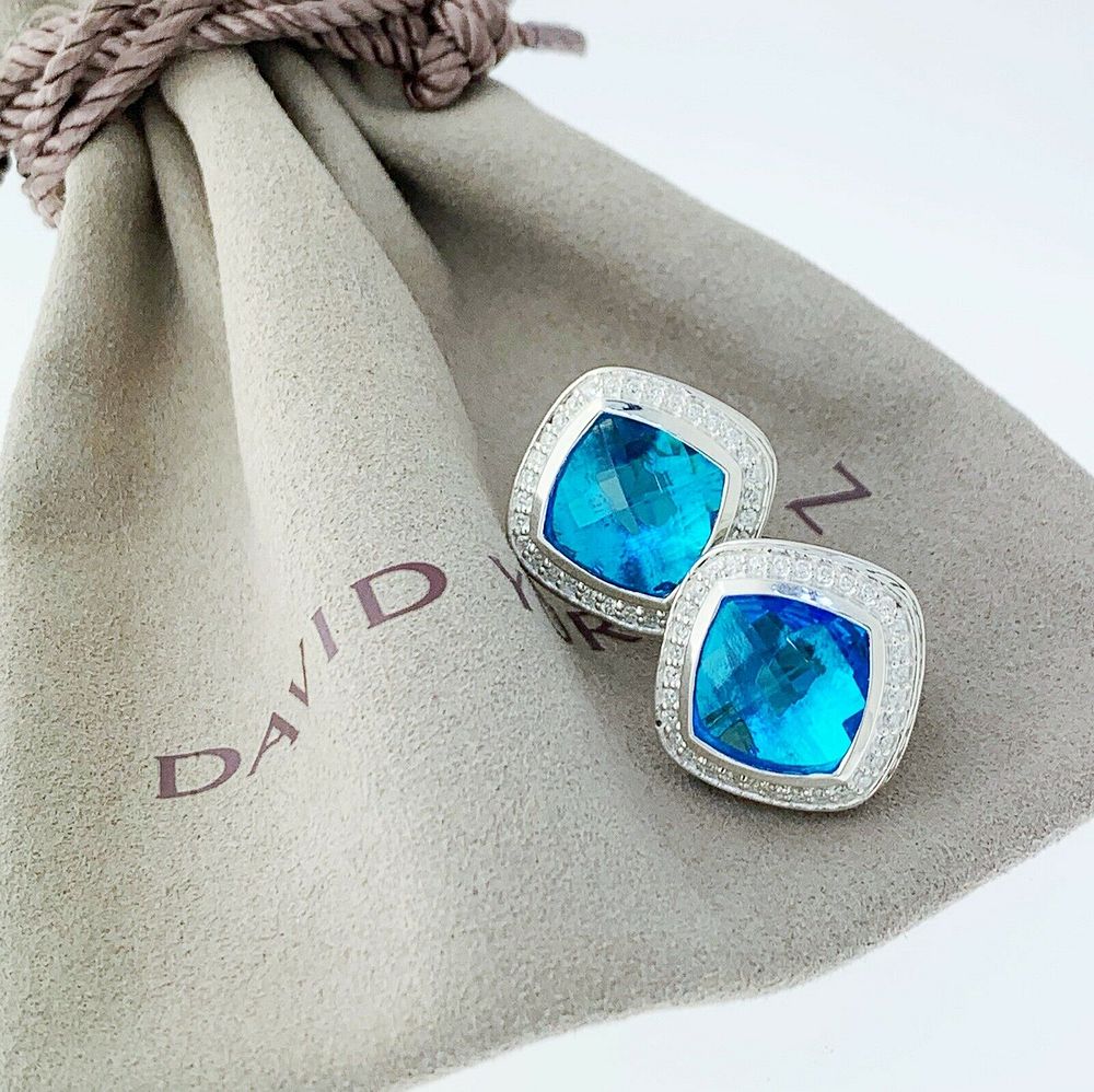 Appraisal: David Yurman Albion mm Blue Topaz Diamond Earrings David Yurman