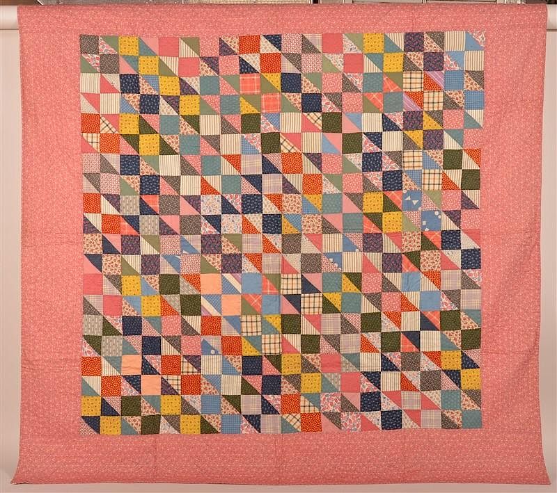 Appraisal: Antique Block Pattern Patchwork Quilt Antique Block Pattern Patchwork Quilt