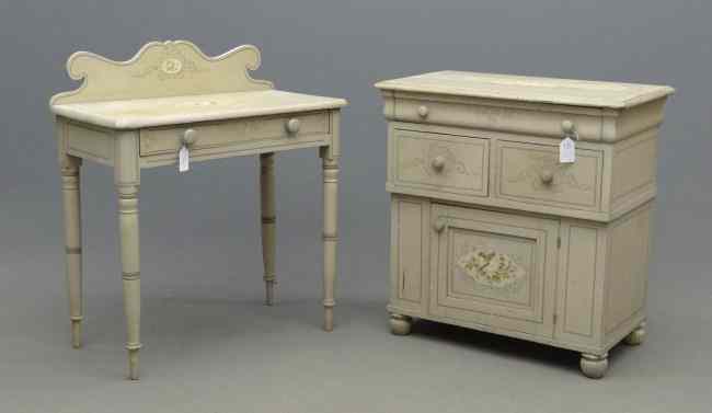 Appraisal: th c Maine painted cottage commode and desk Commode ''