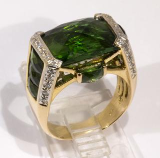 Appraisal: Tourmaline diamond and k yellow gold ring Tourmaline diamond and