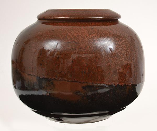 Appraisal: REG PRESTON LIDDED POT IRON GLAZED CM HIGH