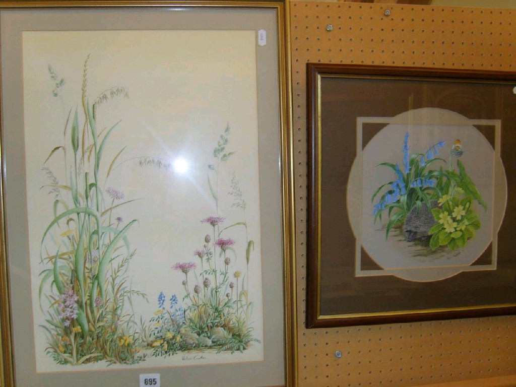 Appraisal: A watercolour study of wild flowers signed Valerie Croker with