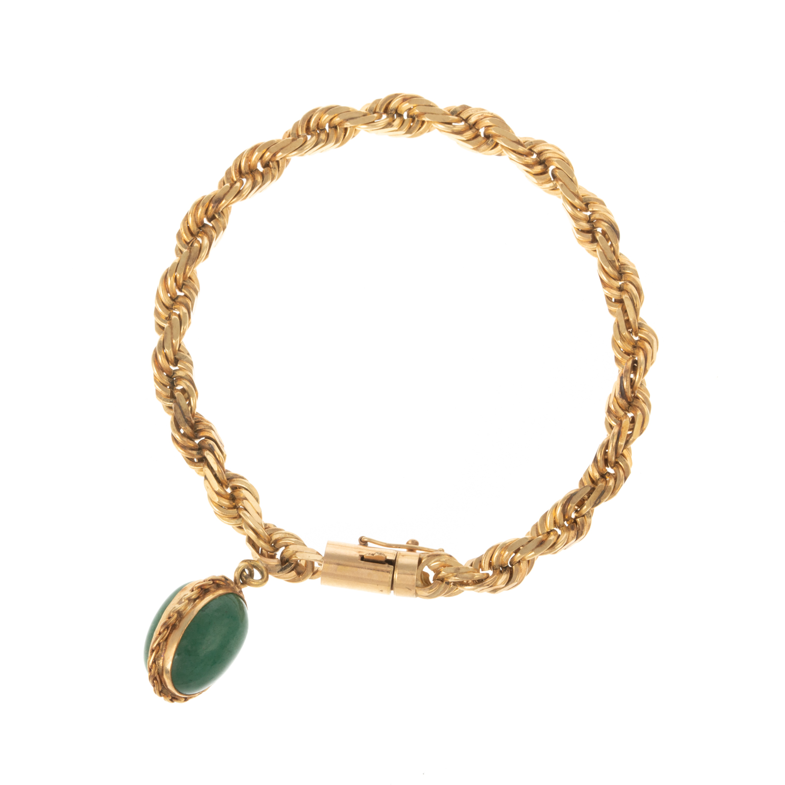 Appraisal: A SOLID K ROPE BRACELET WITH AVENTURINE CHARM K yellow