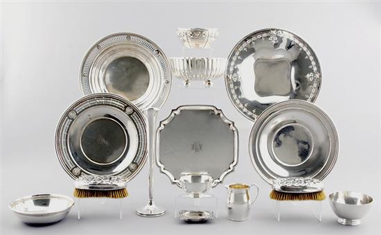 Appraisal: Collection sterling table articles Gorham bowl with Greek key band