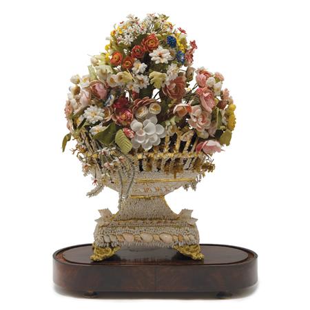 Appraisal: Victorian Shell Floral Arrangement Under a Glass Dome Estimate nbsp