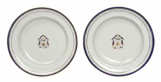 Appraisal: A Pair of Chinese Export Armorial Plates each centered with