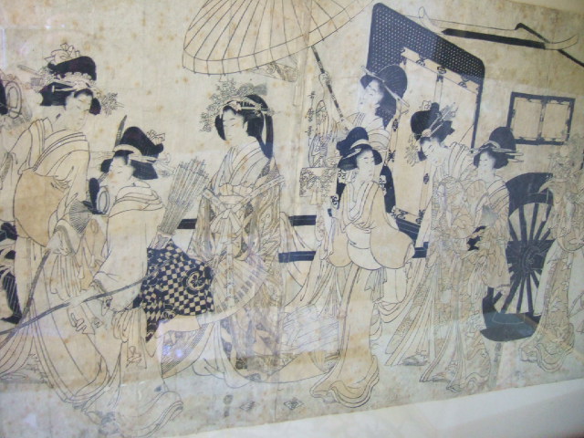 Appraisal: Japanese School a woodblock triptych by Utamaro c - depicting