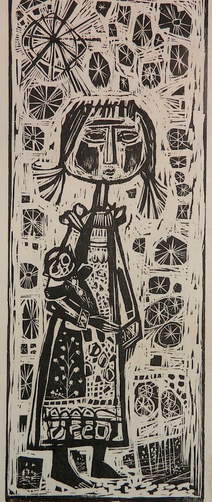 Appraisal: Vytautas Igans woodcut Vytautas Ignas Lithuanian American - - Girl