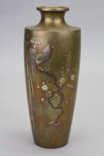 Appraisal: Meiji Period Vase-Workshop of Noboru Nogawa Japan Depicting a rooster