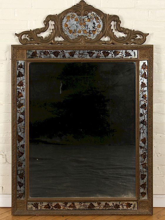 Appraisal: JANSEN MIRROR SILVER GILT DECORATED C A Jansen mirror with