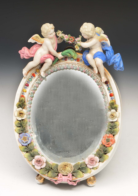 Appraisal: A LATE TH EARLY TH CENTURY CONTINENTAL PORCELAIN FRAMED MIRROR