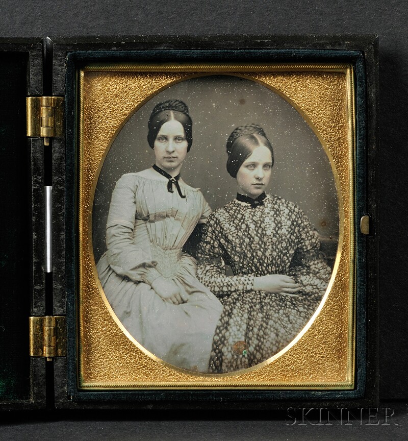 Appraisal: Sixth Plate Daguerreotype Portrait of Two Young Ladies in a