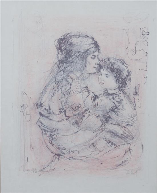 Appraisal: Sale Lot Edna Hibel American - Mother and Child lithograph