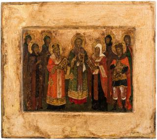 Appraisal: A RUSSIAN ICON OF SELECT SAINTS TH- TH CENTURYdepicting a