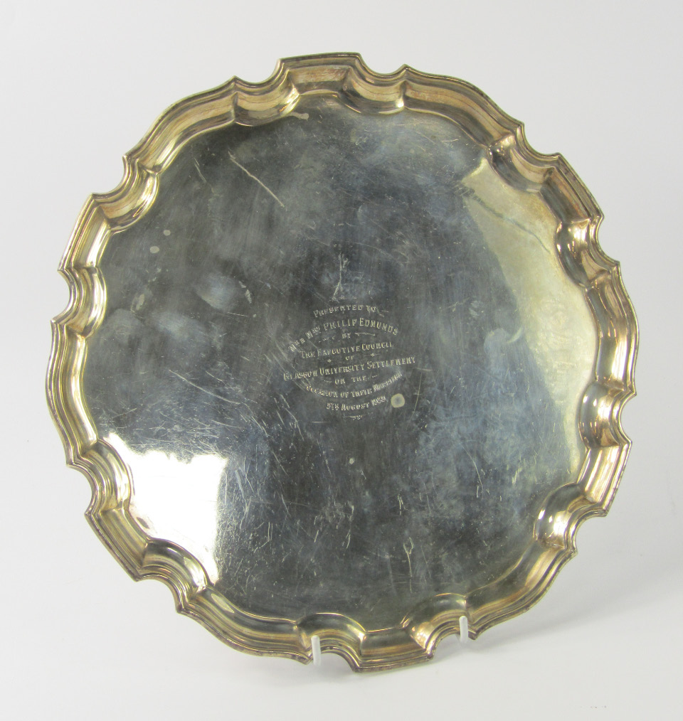 Appraisal: An Edward VIII silver pie crust salver presentation engraved Birmingham