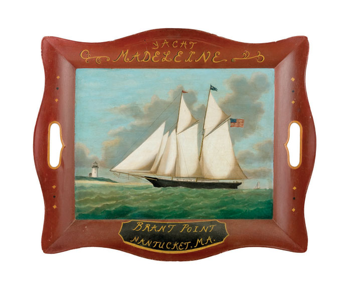 Appraisal: TOLE PAINTED TRAY OF THE YACHT quot MADELINE quot BY