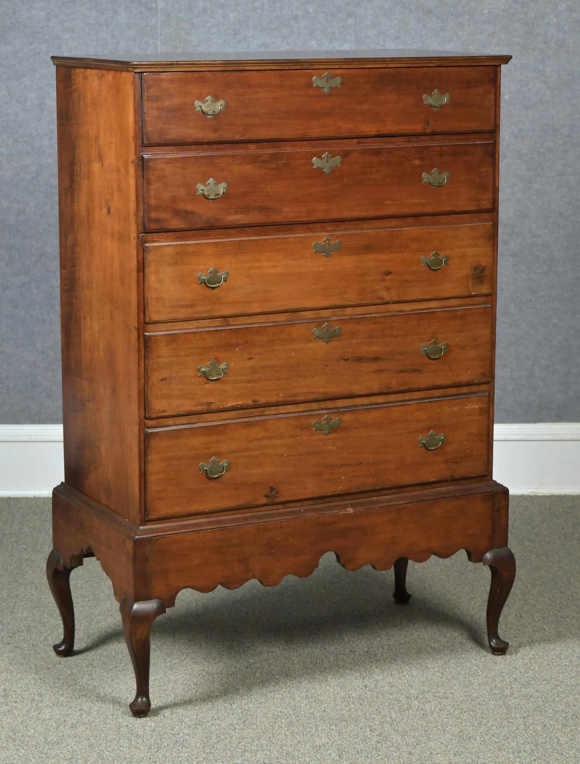 Appraisal: TH C QUEEN ANNE BLANKET CHEST ON FRAME Ca unusual