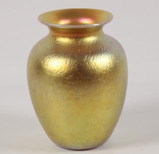 Appraisal: SIGNED L C TIFFANY FAVRILE GOLD IRRIDESCENT VASE SIGNED L