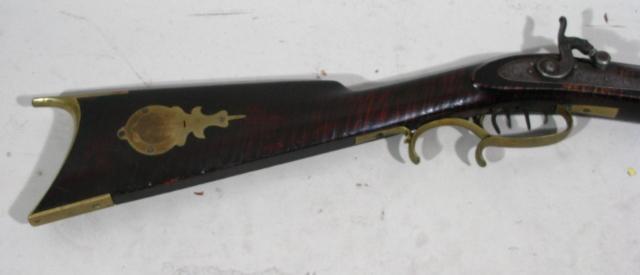 Appraisal: Ohio Long Rifle Mid th c unsigned figured maple stock