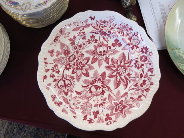 Appraisal: Spode Copeland Ironstone Plates red chintz style floral gadroon border