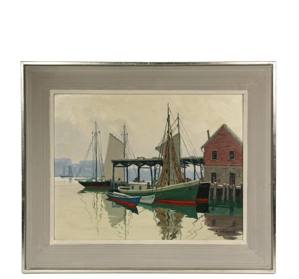 Appraisal: ARTHUR LORENTZ LINGQUIST MA CT - - Gloucester Harbor Massachusetts