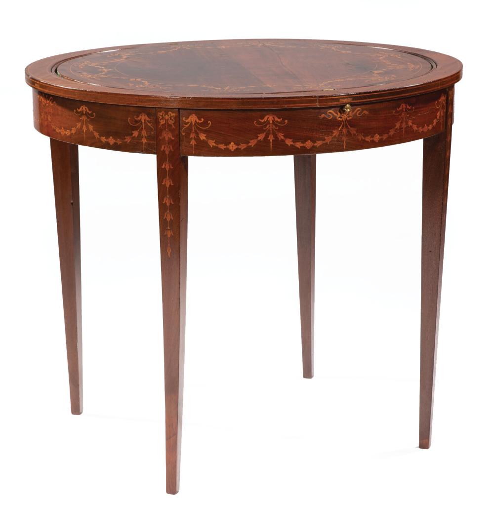 Appraisal: Continental Inlaid Mahogany Games Table late th c circular top