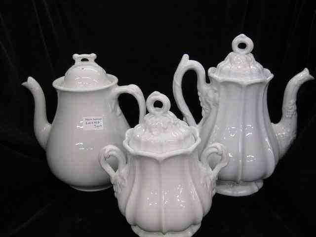 Appraisal: pcs Early English Ironstone coffee pots sugar bowl excellent