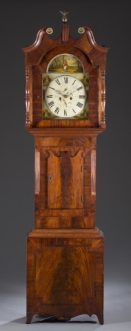 Appraisal: English Smith Huddersfield Tall Case Clock Mahogany case Swan neck