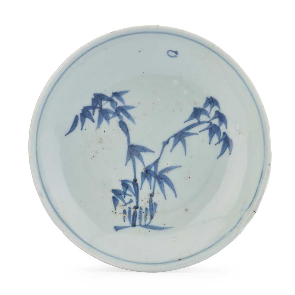 Appraisal: BLUE AND WHITE 'BAMBOO' DISH MING DYNASTY TIANQI PERIOD painted