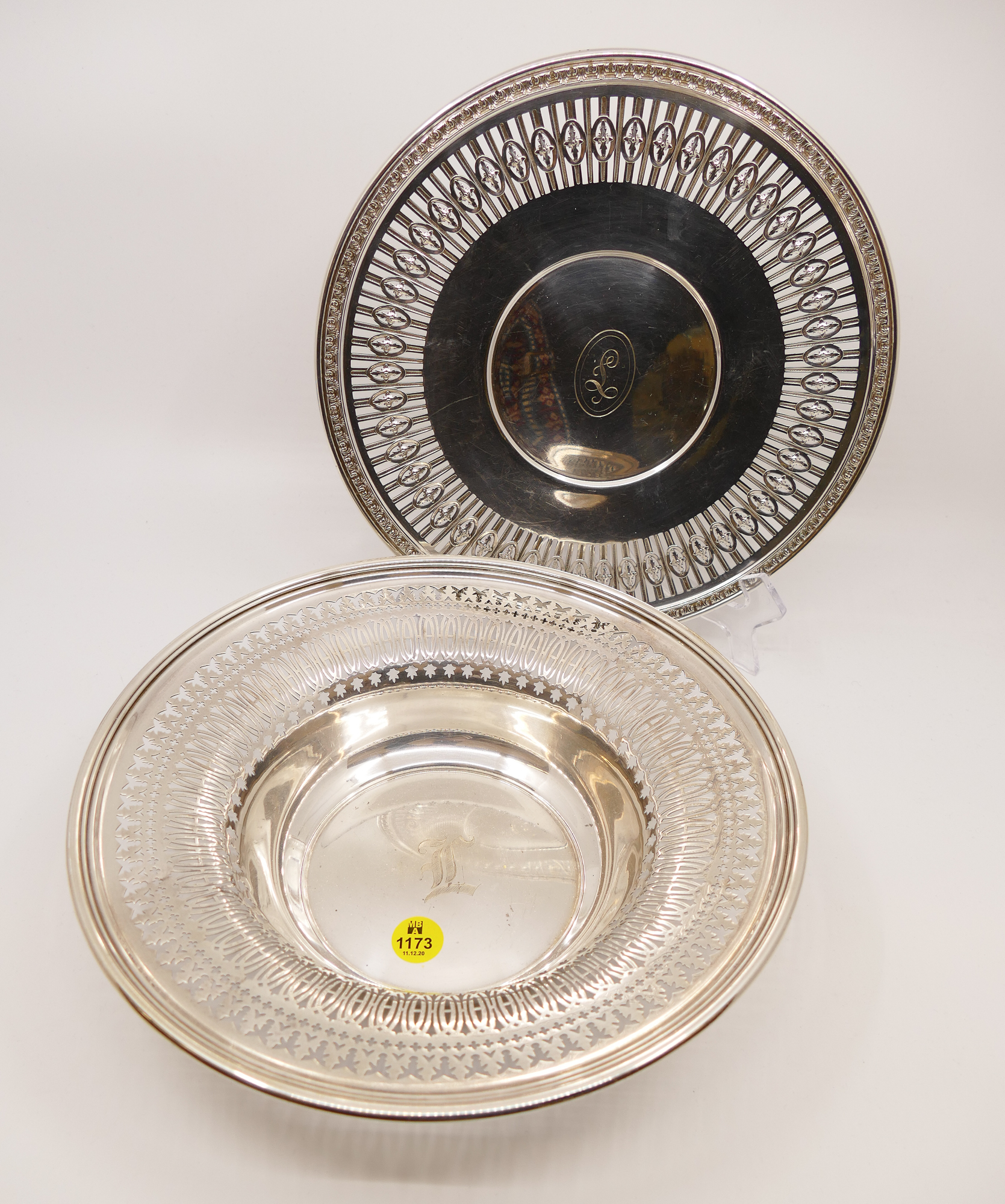 Appraisal: pc Sterling Pierced Tray Bowl- ''- g