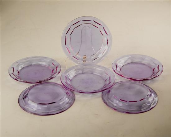 Appraisal: Six Moser Shallow Bowls light purple marked H H