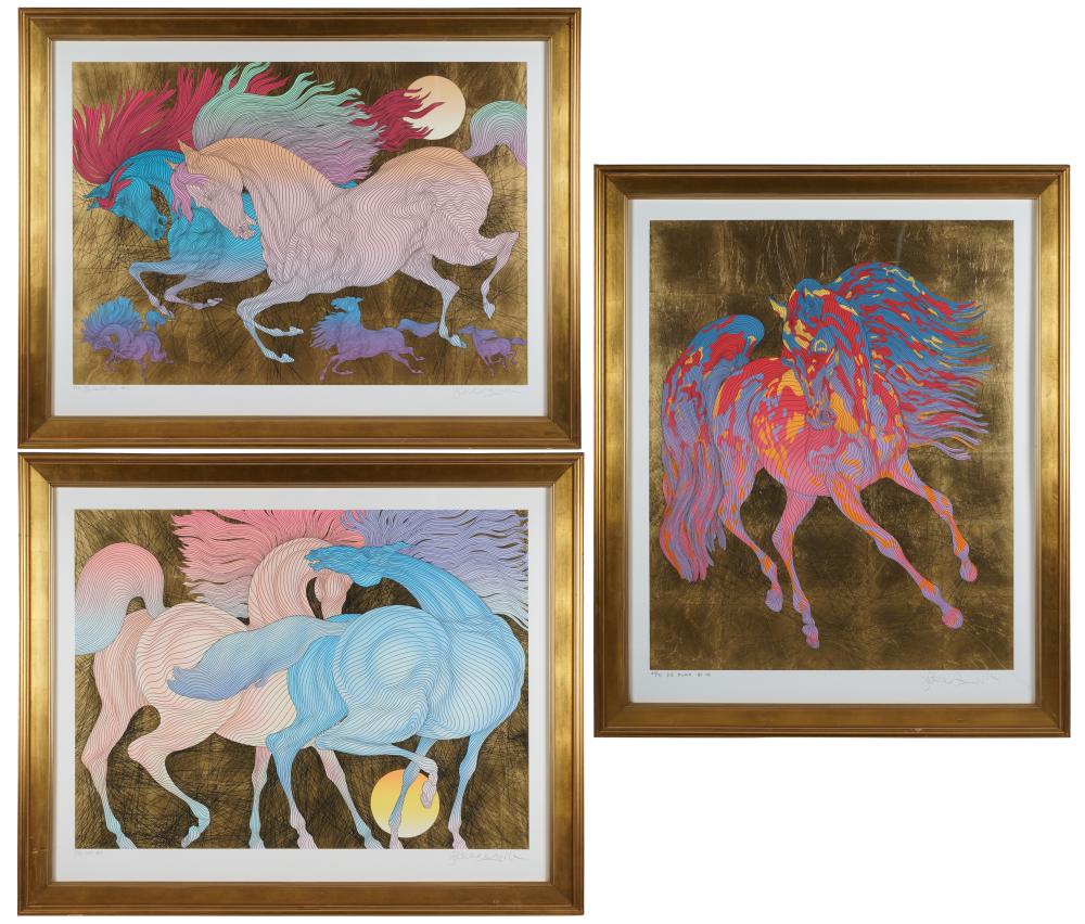 Appraisal: GUILLAUME AZOULAY B THREE WORKSeach lithograph in colors each signed