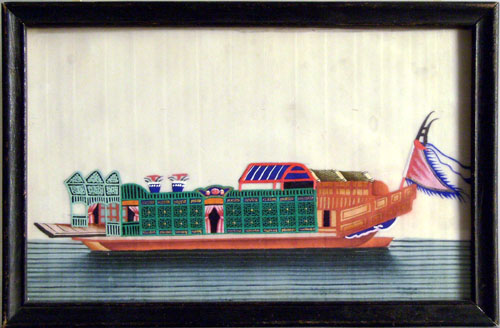 Appraisal: Chinese painted rice paper ship portrait x