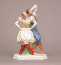 Appraisal: Herend Dancing Peasants Figurine Hungary mid- th Century Hand painted