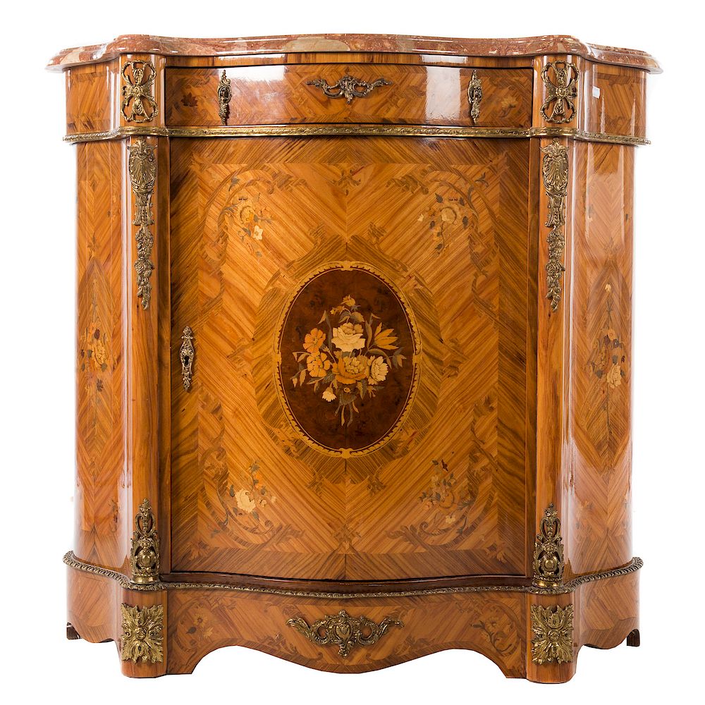 Appraisal: Napoleon III Style Side Cabinet th century serpentine breche d'Alep