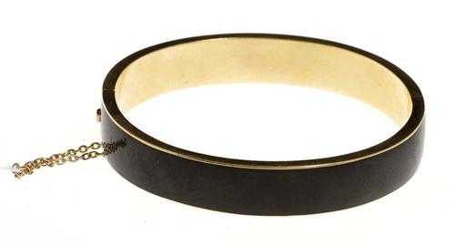 Appraisal: GOLD AND ENAMEL BRACELET ca Yellow gold g Plain bracelet