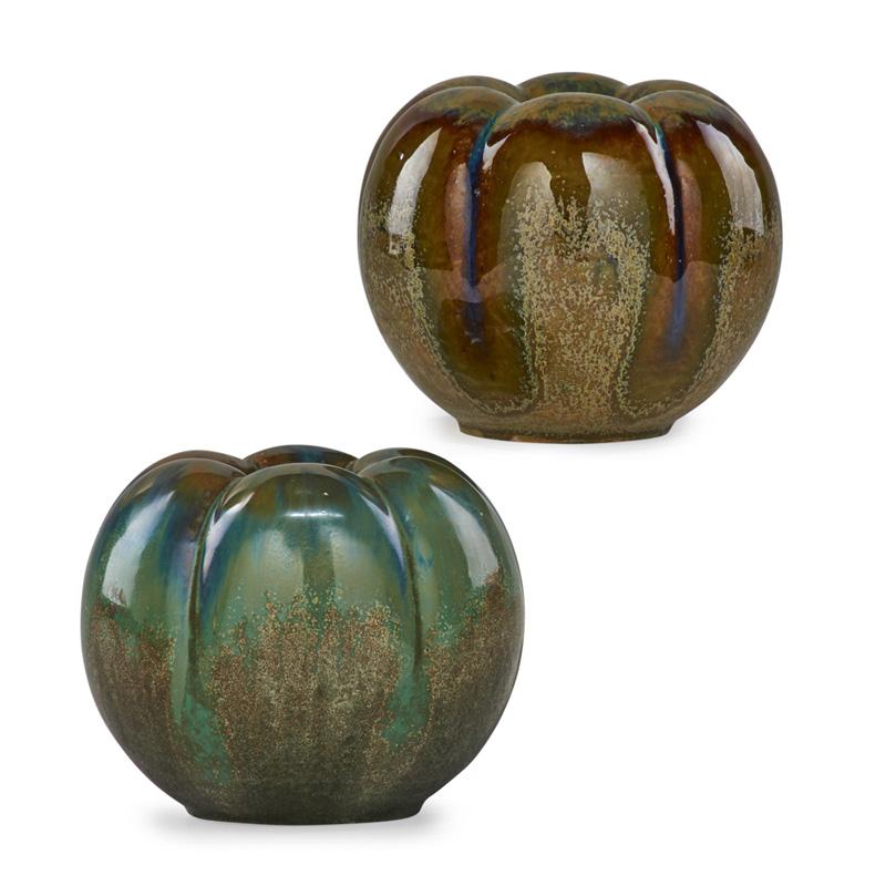 Appraisal: FULPER Two Bell Pepper vases Condition Report Glazed over firing