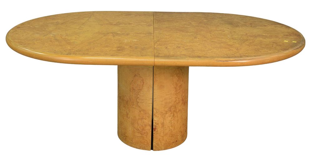 Appraisal: Carl Springer Oval Dining Table burlwood on cylindrical pedestal base