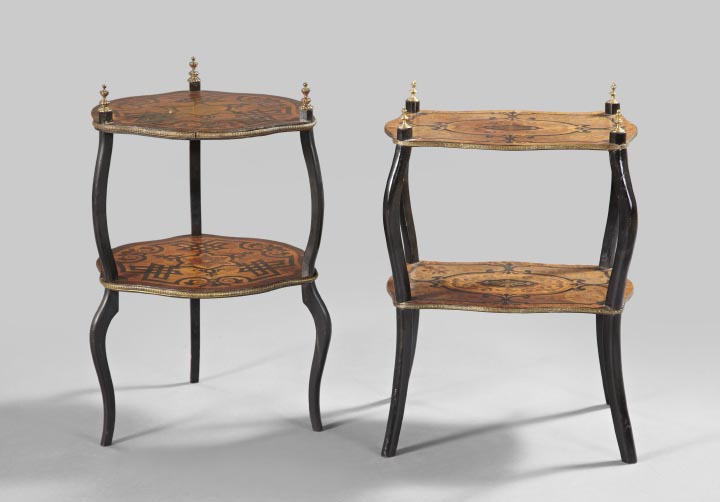 Appraisal: Group of Two Continental Ebonized and Mixed Woods Occasional Tables