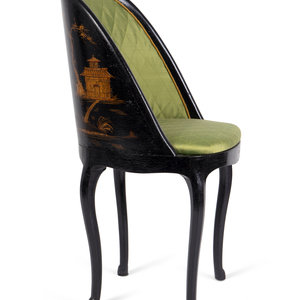 Appraisal: An Edwardian Black and Gilt Lacquer Lady's Chair EARLY TH