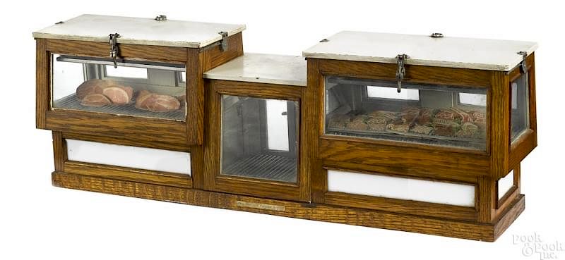 Appraisal: Asher salesman sample oak and glass meat counter Asher salesman